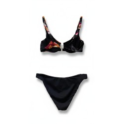 Bikini Floreale Nero con Balconcino | Cose Così Shop