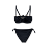 Bikini Donna – Set Due Pezzi in Nero Intramontabile, Top a Balconcino Drappeggiato con Spalline Regolabili e Slip