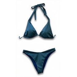 Bikini Donna – Set Due Pezzi in Raffinato Verde Petrolio, Top a Triangolo Regolabile e Slip Minimalista