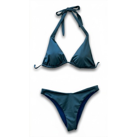 Bikini Donna – Set Due Pezzi in Raffinato Verde Petrolio, Top a Triangolo Regolabile e Slip Minimalista