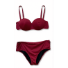 Bikini Donna – Set Due Pezzi in Elegante Tonalità Bordeaux, Top a Balconcino con Ferretto e Slip Modellante a Vita Alta