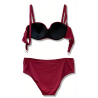 Bikini Donna – Set Due Pezzi in Elegante Tonalità Bordeaux, Top a Balconcino con Ferretto e Slip Modellante a Vita Alta