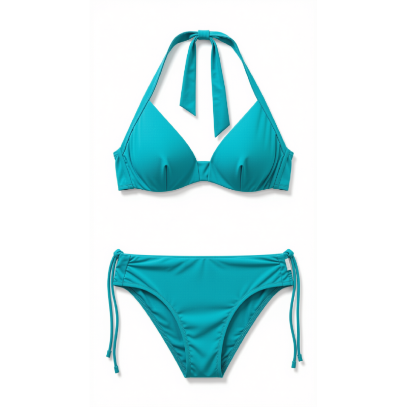 Bikini Donna – Set Due Pezzi con Stampa Floreale "Vintage Vibes", Top a Fascia Drappeggiato e Slip a Vita Alta