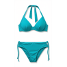 Bikini Donna – Set Due Pezzi con Stampa Floreale "Vintage Vibes", Top a Fascia Drappeggiato e Slip a Vita Alta