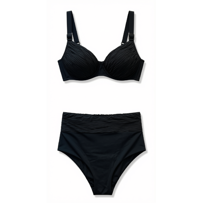 Bikini Total Black a Balconcino con Dettagli Oro | Cose Così Shop
