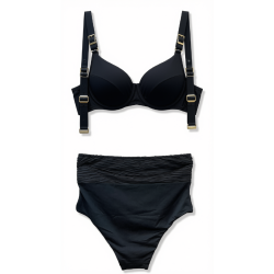 Bikini Total Black a Balconcino con Dettagli Oro | Cose Così Shop