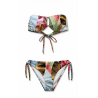 Bikini Donna – Set Due Pezzi con Stampa Tropicale "Botanical Jungle", Top a Fascia Annodato e Slip con Laccetti Laterali