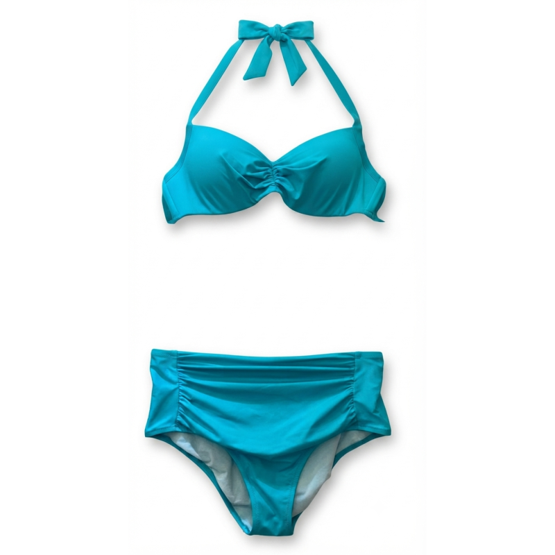 Bikini Donna – Set Due Pezzi in Tinta Unita Turchese,
