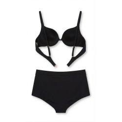 Bikini Nero a Vita Alta con Dettagli Verticali | Cose Così Shop