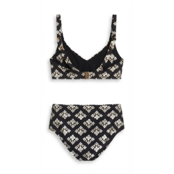 Bikini a Vita Alta "Black Mosaic" - Stampa Geometrica | Cose Così Shop