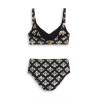 Bikini Donna – Set Due Pezzi con Stampa Geometrica "Black Mosaic", Top a Balconcino e Slip a Vita Alta