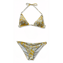 Bikini Donna – Set Due Pezzi con Stampa Paisley "Sunny Paisley", Top a Triangolo Regolabile e Slip con Laccetti Laterali