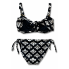 Bikini Donna – Set Due Pezzi con Stampa Floreale Geometrica "Flower Mosaic", Top a Balconcino e Slip Regolabile con Laccetti