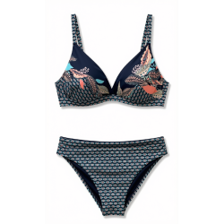 Bikini "Geometric Blue Mosaic" - Blu e Corallo | Cose Così Shop