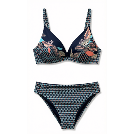 Bikini "Geometric Blue Mosaic" - Blu e Corallo | Cose Così Shop