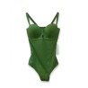 Costume Intero Donna Parah – Verde Prato Monocromatico con Coppe Preformate e Cut-Out