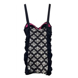 Costume Intero a Vestitino Parah Nero e Fucsia | Cose Così Shop