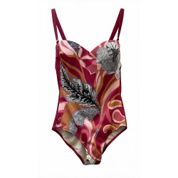 Costume Intero Donna Parah – Stampa Botanica Multicolore con Ferretto e Spalline Regolabili