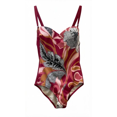 Costume Intero Donna Parah – Stampa Botanica Multicolore con Ferretto e Spalline Regolabili
