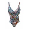 Costume Intero Donna Parah – Stampa Artistica Multicolore con Drappeggi Modellanti
