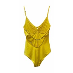 Costume Intero Donna Parah – Giallo Vibrante con Decorazioni a Listini e Spalline Intrecciate
