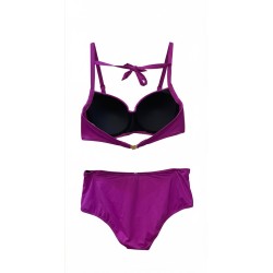 Bikini Donna – Set Due Pezzi in Viola Intenso con Reggiseno Balconcino e Slip Vita Alta