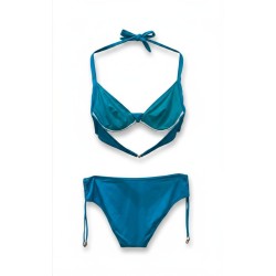 Bikini Donna – Set Due Pezzi in Turchese Brillante con Laccetti Regolabili