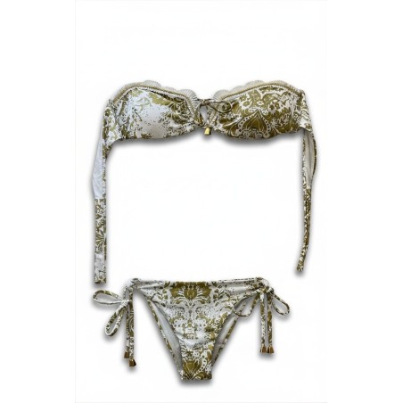 Bikini a Fascia Barocco Oro con Dettaglio Gioiello | Cose Così Shop