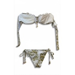 Bikini a Fascia Barocco Oro con Dettaglio Gioiello | Cose Così Shop