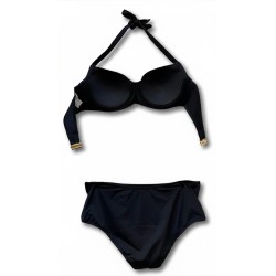 Bikini Nero Vita Alta Drappeggiato | Cose Così Shop