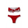 Bikini Donna – Set Due Pezzi in Rosso Brillante, Top a Fascia Drappeggiato e Slip dal Taglio Moderno