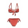 Bikini Donna – Set Due Pezzi in Color Corallo Vivace, Top a Balconcino e Slip con Laccetti Laterali